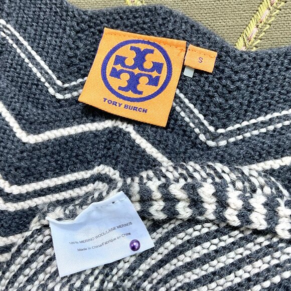Tory Burch Sweater Dress Merino Wool Knit Short Sleeve Gray (S) - Picture 4 of 6